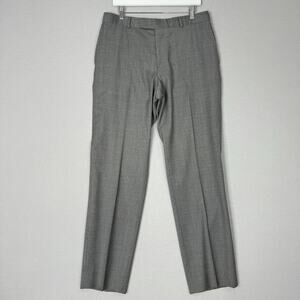 Hugo Boss Mens Dress Pants 35x33 Gray 100% Wool Jeffrey Micro Check Trouser